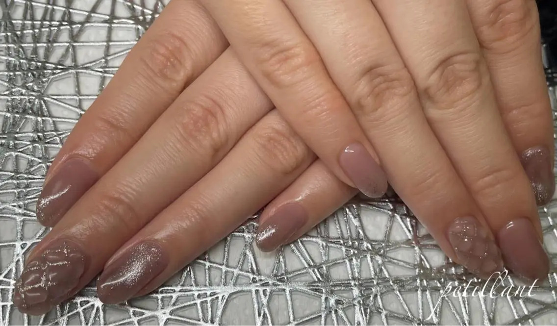 ネイル アートネイル ピンク ピンクベージュ シンプルネイル nail salon petillantのネイルデザイン