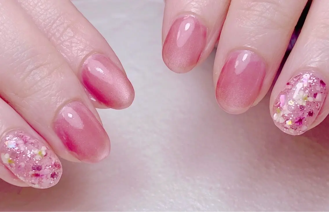 ネイル ピンク ハンドネイル Nail Salon K 🧸美爪育成のネイルデザイン