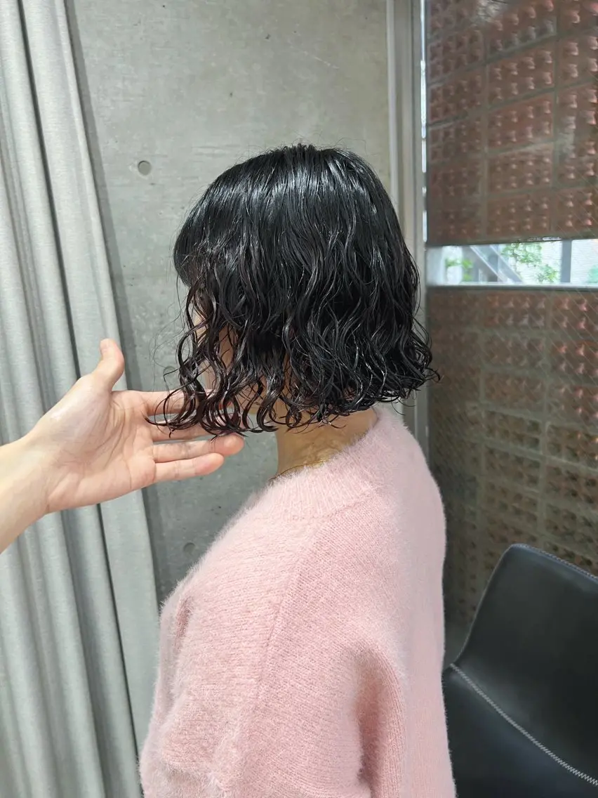 ショート カラー パーマ カット ヘアカラー パーマ ボブパーマコテ巻き風 パーマNo1深江秀平のヘアスタイル