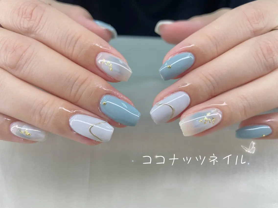 ネイル べっ甲ネイル フレンチネイル キラキラネイル マグネットネイル 大理石ネイル(マーブル) ハンドネイル 神田 ココナッツのネイルデザイン
