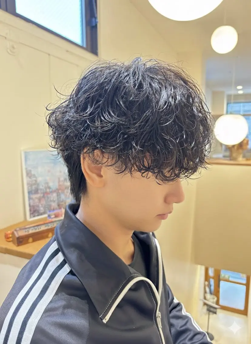 パーマ メンズ メンズパーマ 波巻きパーマ 水谷 俊一のヘアスタイル