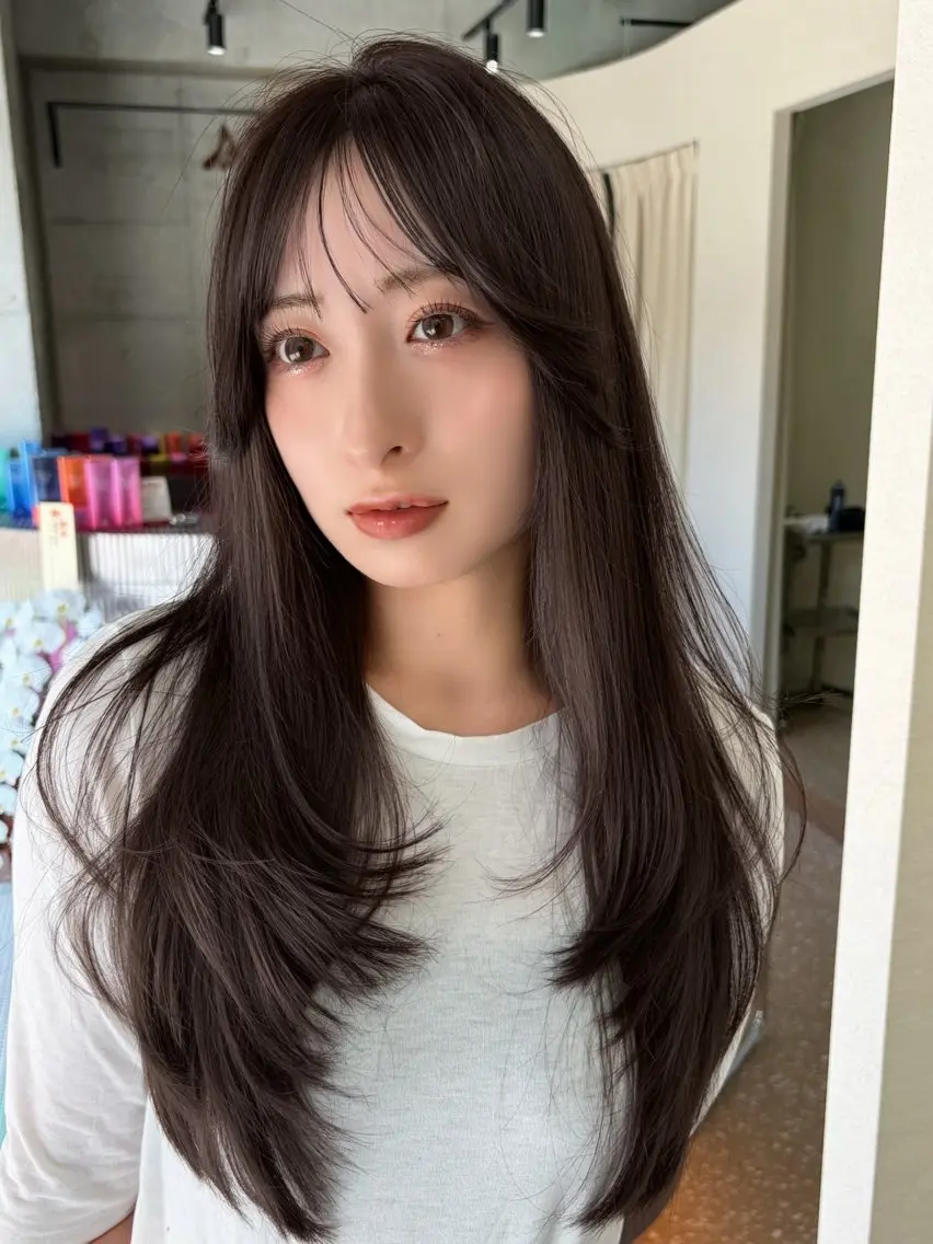 ロング ハッシュカット レイヤーカット カット ヘアカラー レイヤー/髪質改善 /Senne竹下のヘアスタイル