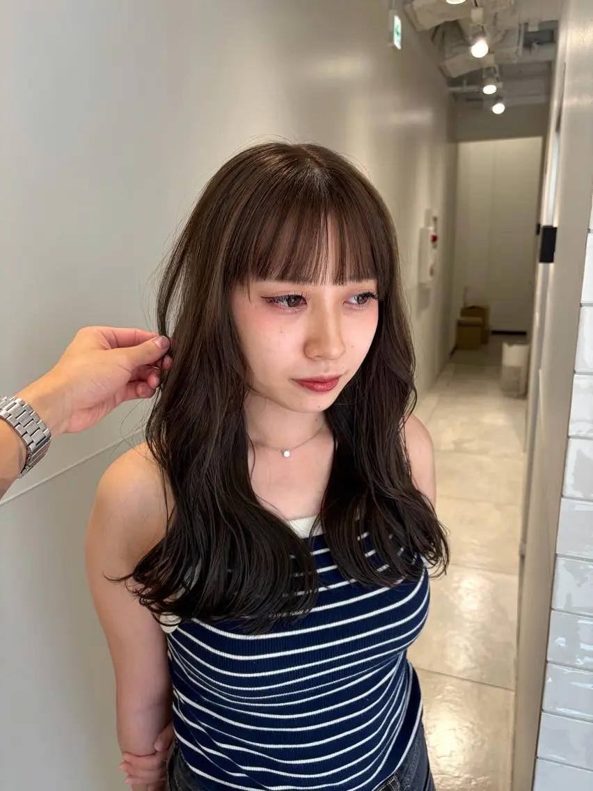 セミロング カラー 髪質改善 縮毛矯正 カット ヘアカラー 縮毛矯正 トリートメント れん/梅田美容室 縮毛矯正/透明感のヘアスタイル