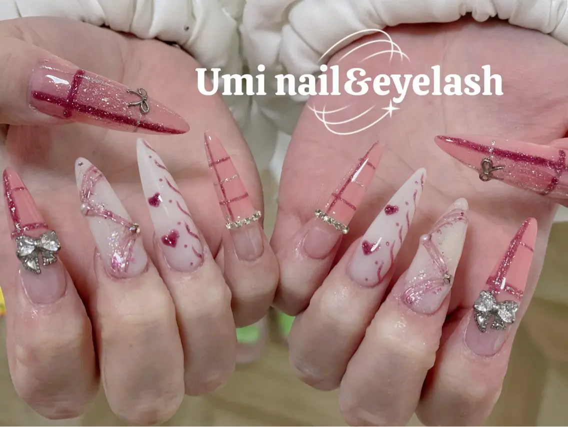 ネイル 長さ出し フレンチネイル ジェルネイル ガラスフレンチ 韓国ネイル Umi nail& eyelashのネイルデザイン