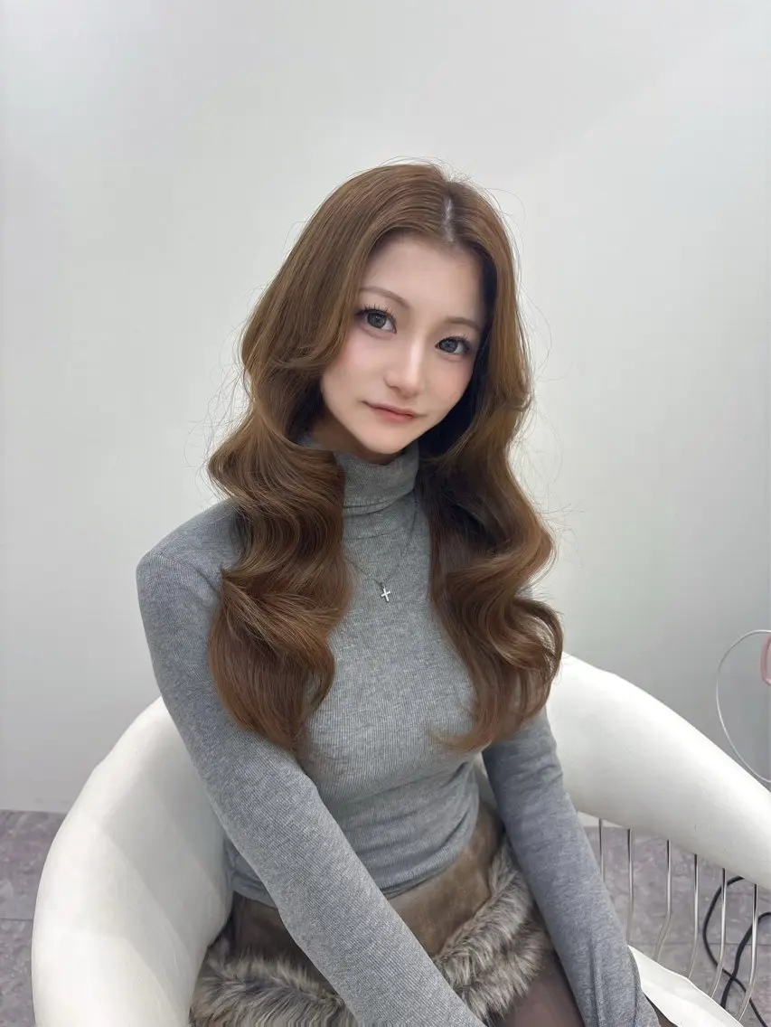 ロング カラー カット ヘアカラー トリートメント 新宿/韓国ヘア 中明度カラー/かやのヘアスタイル