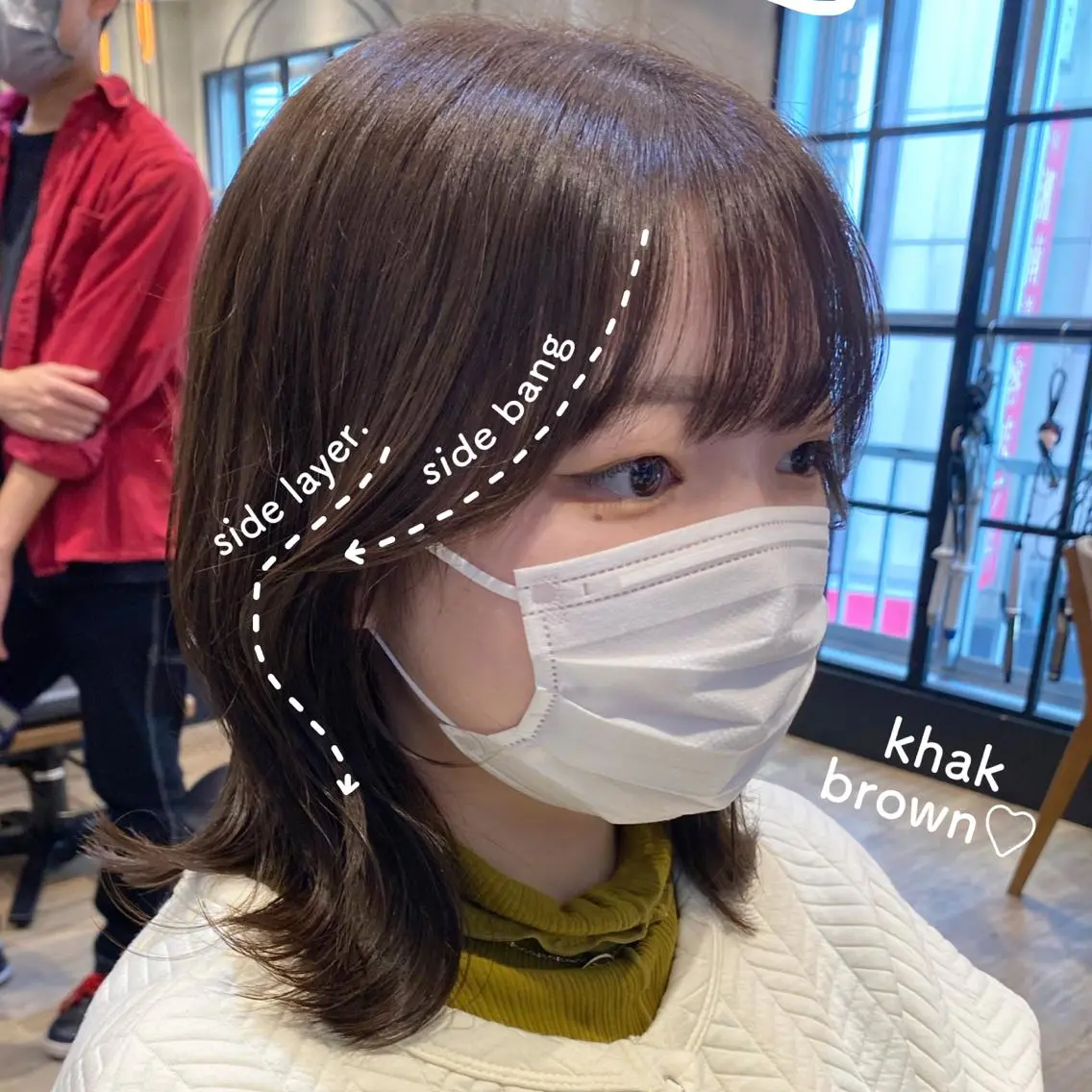 ミディアム カラー カット ヘアカラー 縮毛矯正 トリートメント 新宿/顔周りカット +レイヤー=しずく♩のヘアスタイル