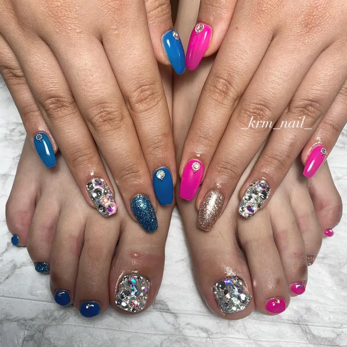 ネイル フットネイル ストーンネイル Nail salon esterellaのネイルデザイン