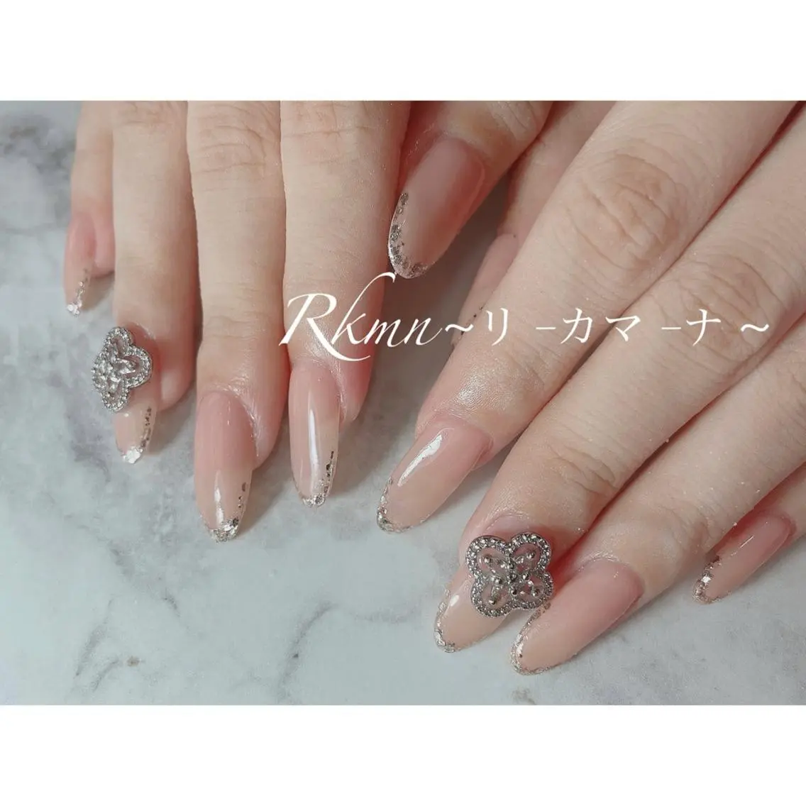 ネイル アートネイル フレンチネイル ガラスフレンチ ピンク ピンクベージュ ハンドネイル フットネイル ハンドケア Rkmn ~リ-カマ-ナ~のネイルデザイン