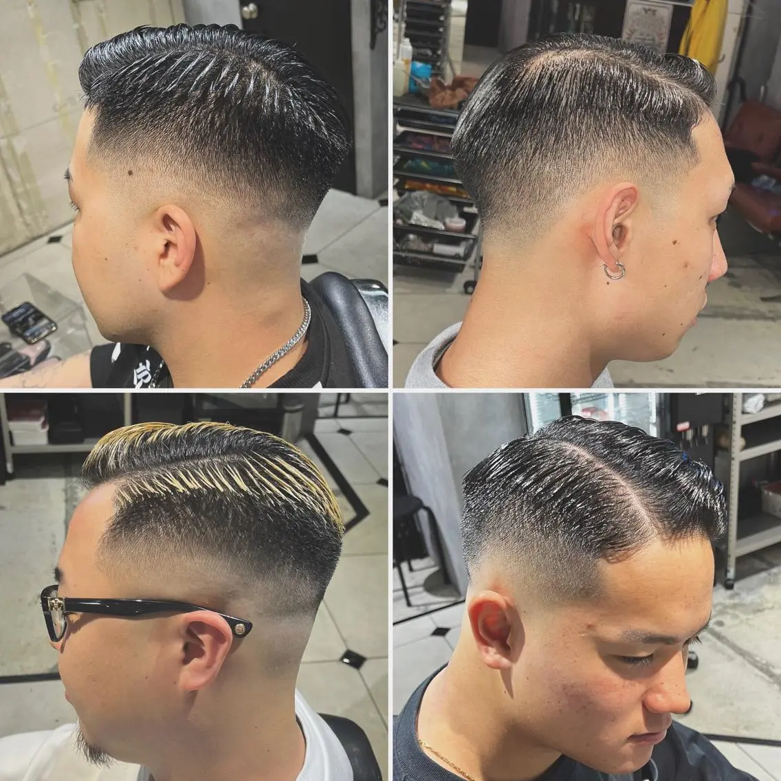 ショート メンズ メンズブリーチ フェードカット メンズハイライト メンズパーマ スパイキーショート &CREW スタッフのヘアスタイル
