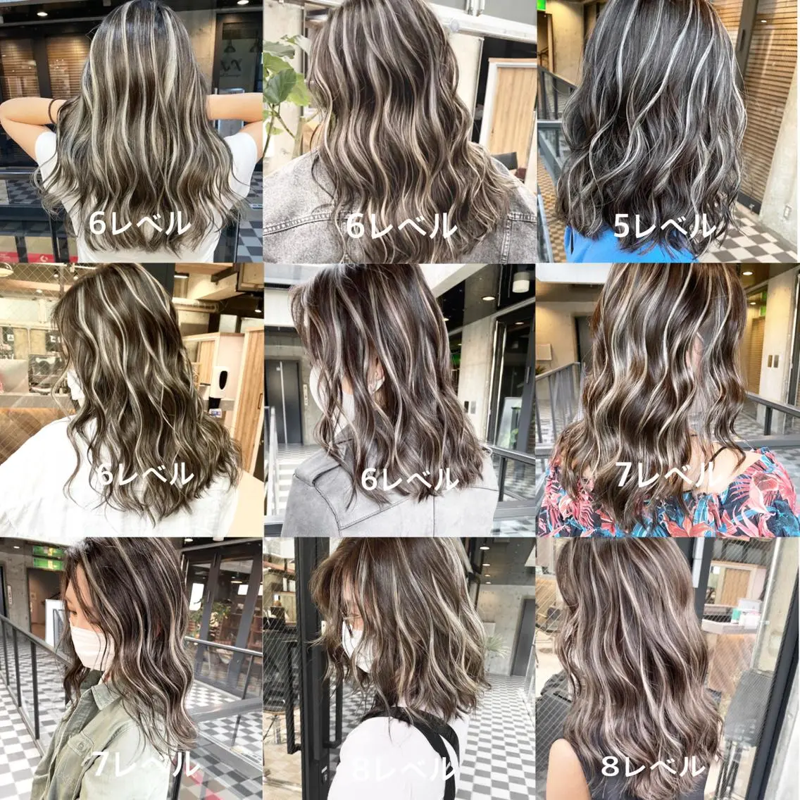 ミディアム カラー グレージュ ハイライトカラー メッシュ ボブ 外国人風カラー タナカ タクヤのヘアスタイル