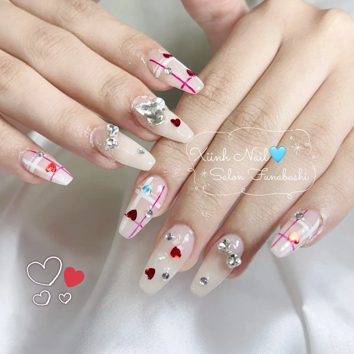 ネイル チークネイル 桜ネイル 長さ出し フットネイル ジェルネイル ハンドネイル XIINH NAIL SALONのネイルデザイン