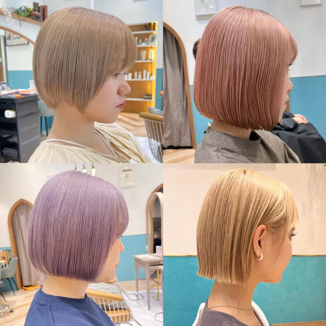 🗣立川1お得🉐🌿ボブカット＋ケアブリーチダブルカラー＋1stepトリートメント🫧冬も艶感ハイトーンに💞の写真