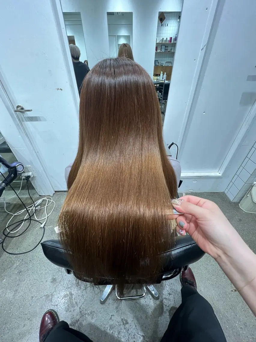 ロング パーマ 髪質改善 トリートメント ストレートパーマ カット 縮毛矯正 トリートメント ヘッドスパ ヘアセット ✨髪質改善矯正× ブリーチ✨YU-KIのヘアスタイル
