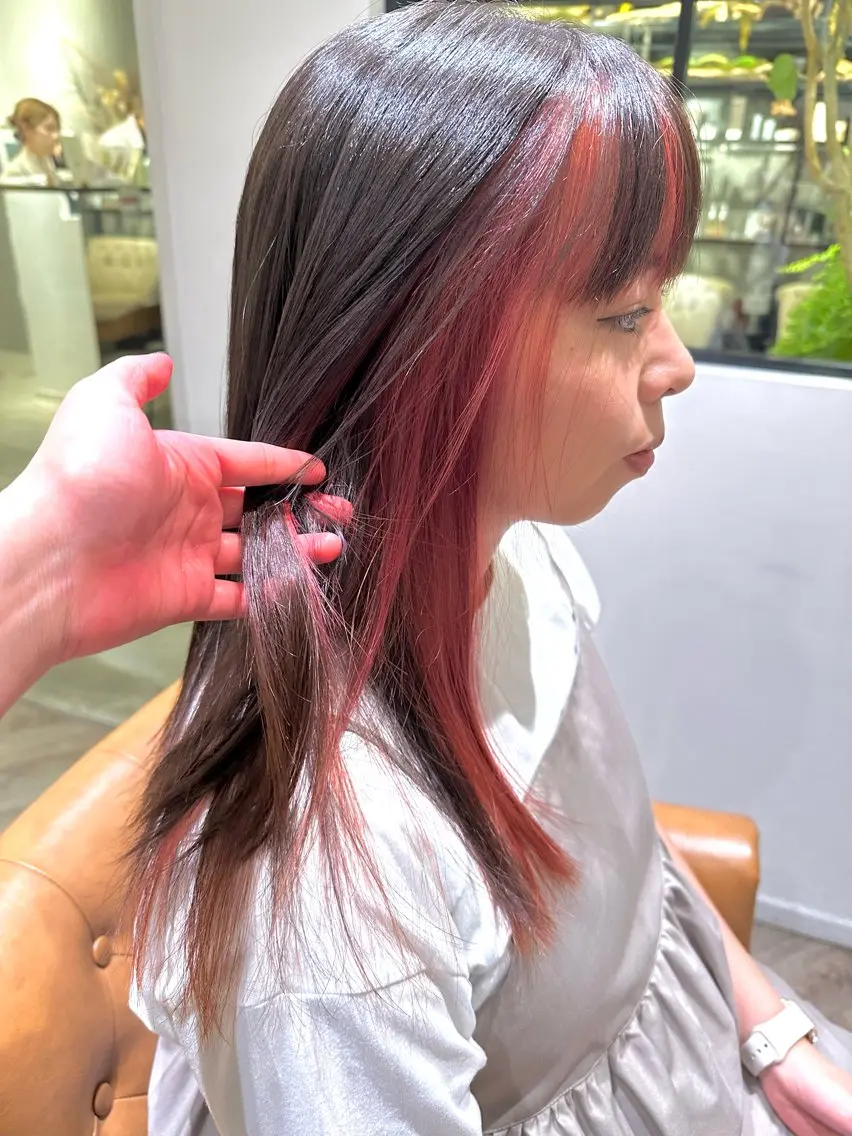 ミディアム カラー ミストバング  フェイスフレーミング なかの りなのヘアスタイル