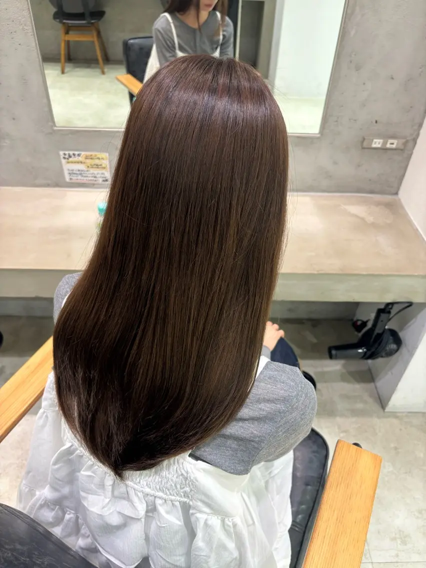 ロング カラー カット ヘアカラー カミヤ ミウのヘアスタイル