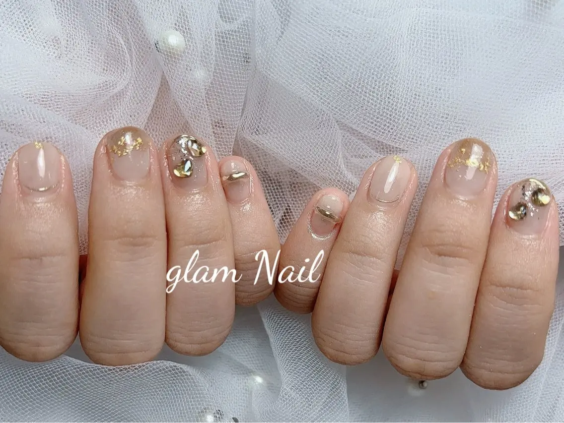 ネイル ハンドネイル エツメ💅 長さ出し🎀デザインのネイルデザイン