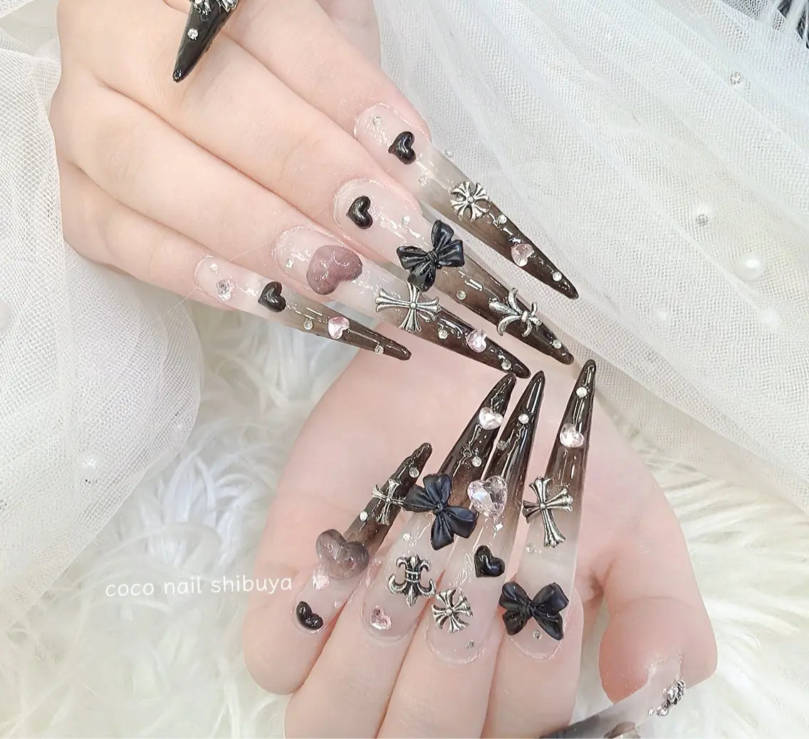 ネイル 成人式 大理石ネイル(マーブル) リボン 夏ネイル ネイルチップ ハンドネイル Mei Salon 長さ出し専門店のネイルデザイン