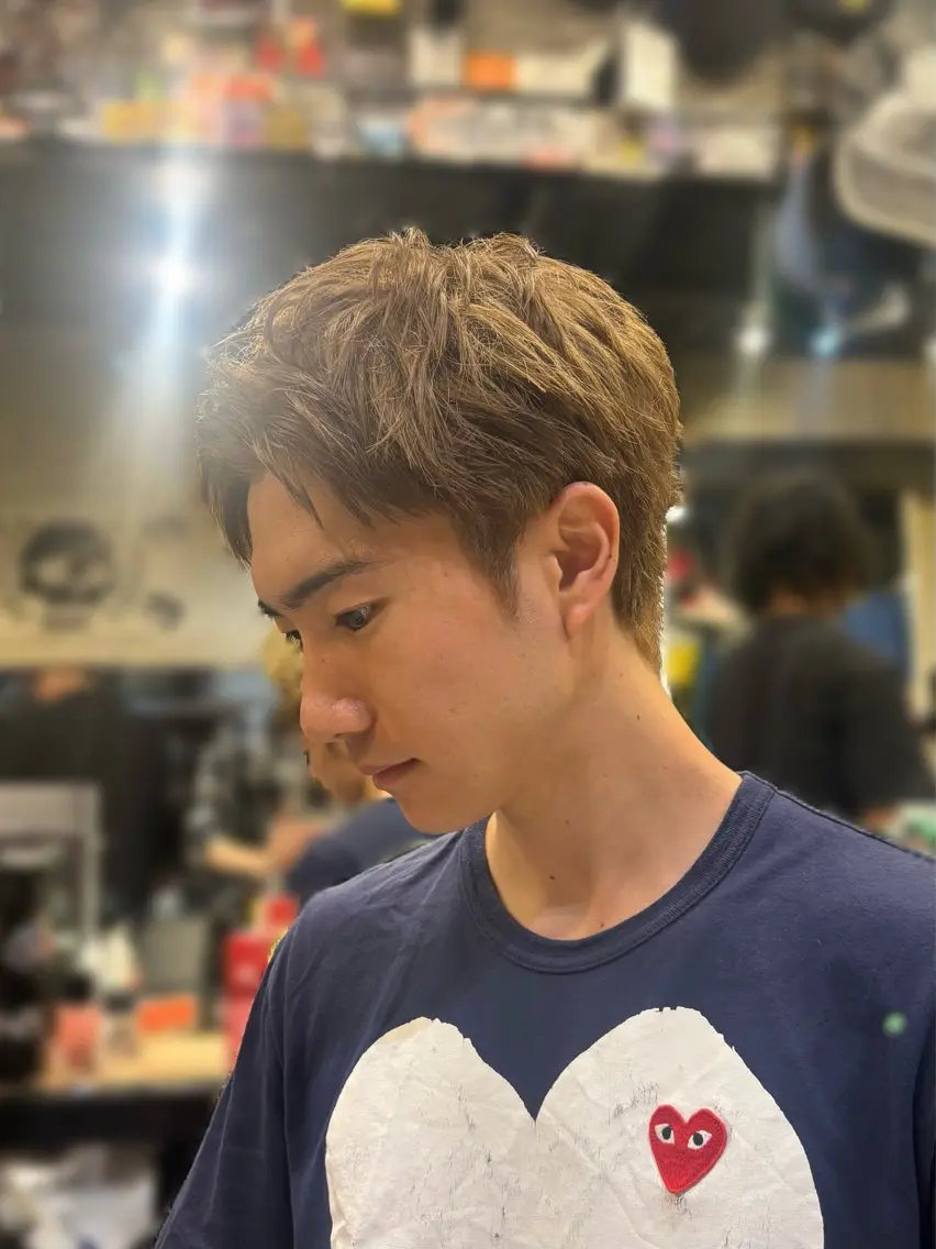 ショート カラー メンズ ベージュカラー ミルクティーベージュ ショートヘア カット ヘアカラー 💈 FUZUKI💈のヘアスタイル