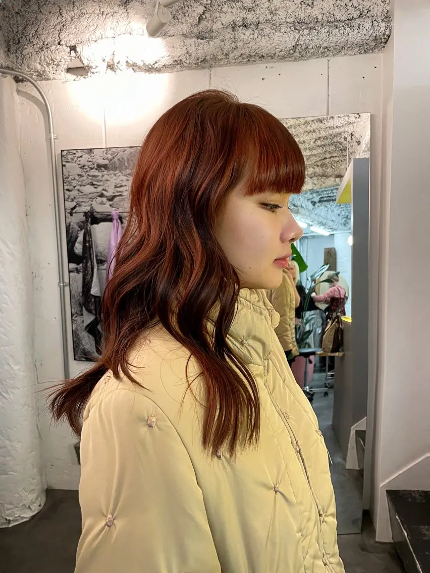 《♡》カット＋Premium艶髪ストレート＋ケアカラー【ブリーチなし、透明感カラー、オリーブカラー、ハッシュカット】の写真
