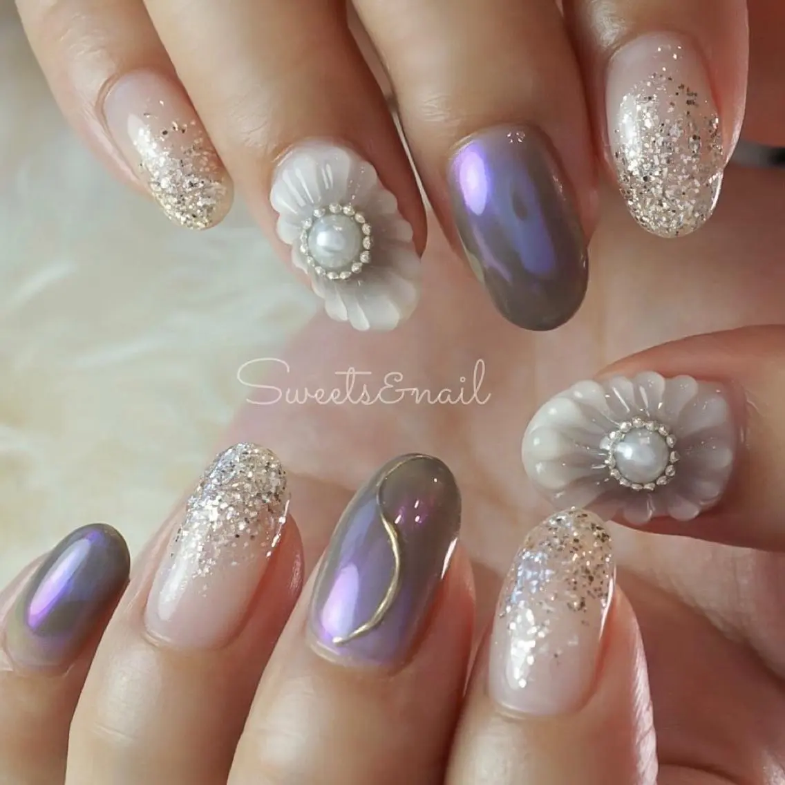 ネイル フラワーネイル ぷっくりネイル Sweets& nail みなこのネイルデザイン