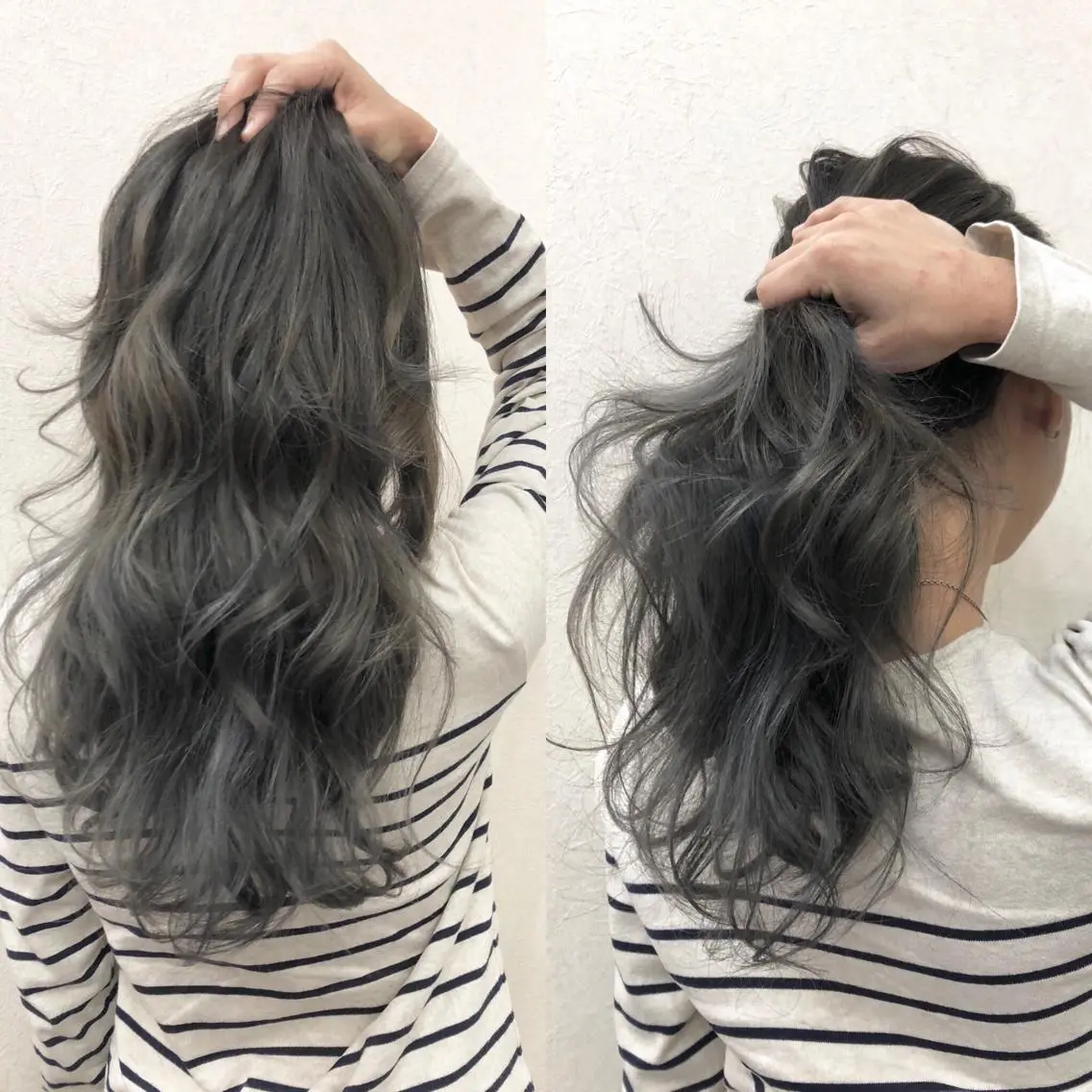 ロング カラー ヘアアレンジ ブリーチ ブルーカラー シルバー Asian Hair &Eyebrowのヘアスタイル