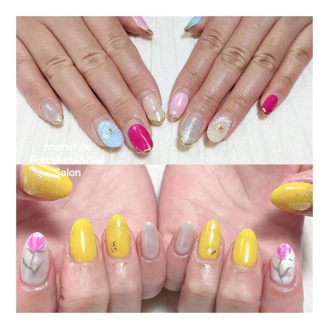 ミディアム ネイル ハンドネイル 🐾enen style 🐾のネイルデザイン