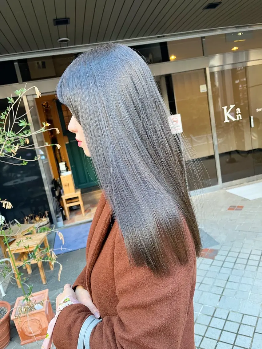 ロング カラー 透明感カラー グレージュ HIYOSHI　✂︎ 艶髪職人のヘアスタイル