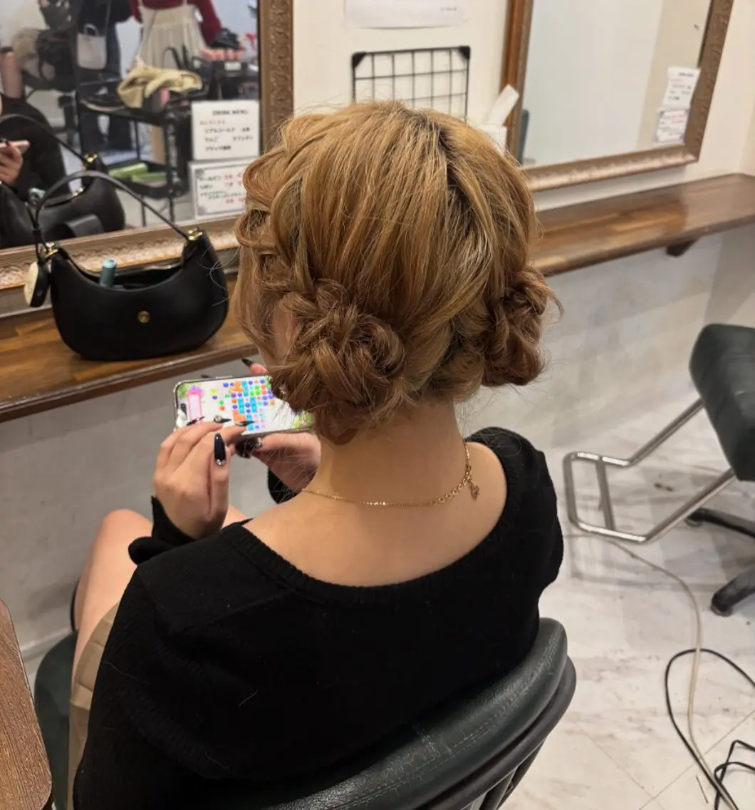 ヘアアレンジ お団子ヘア ボブ 柏木 鈴のヘアスタイル