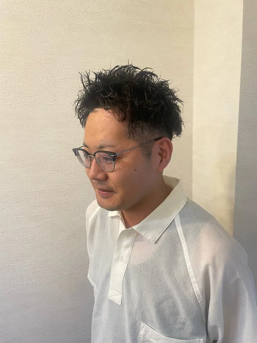 パーマ メンズ ツーブロック カット パーマ ヘアセット 心斎橋/メンズ /ルレイル/地形真希のヘアスタイル