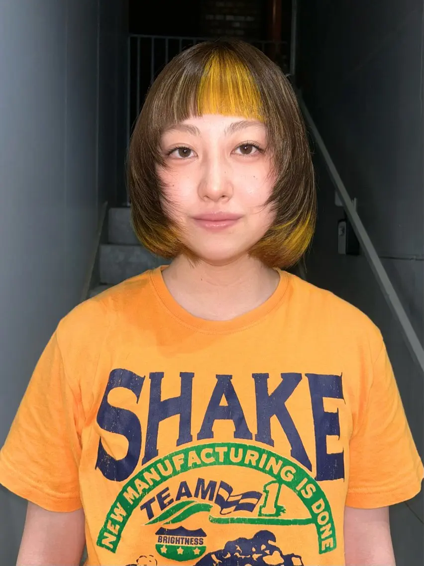 ショート カラー ボブレイヤー ブリーチ デザインカラー イエローカラー ボブ 🪽デザインカラー/ ブリーチ/陽向🪽のヘアスタイル
