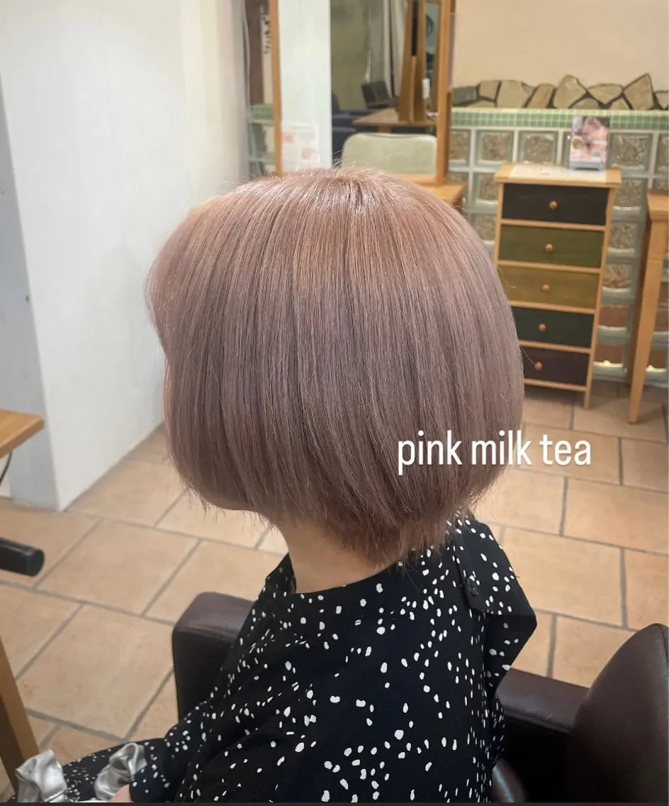 ショート カラー 顔周りレイヤー☆ スパ☆石上遥楓のヘアスタイル