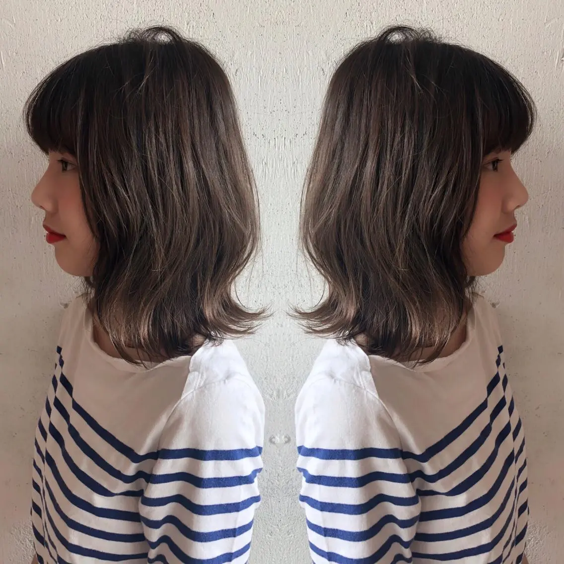 ミディアム カット ヘアカラー トリートメント あらき ちさとのヘアスタイル