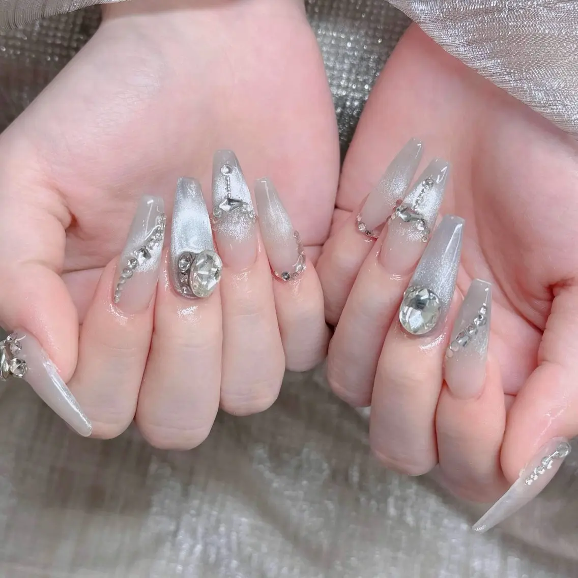 ネイル ロングネイル マグネットネイル リボン 夏ネイル スーパーロングネイル Hani Nail XUKAのネイルデザイン