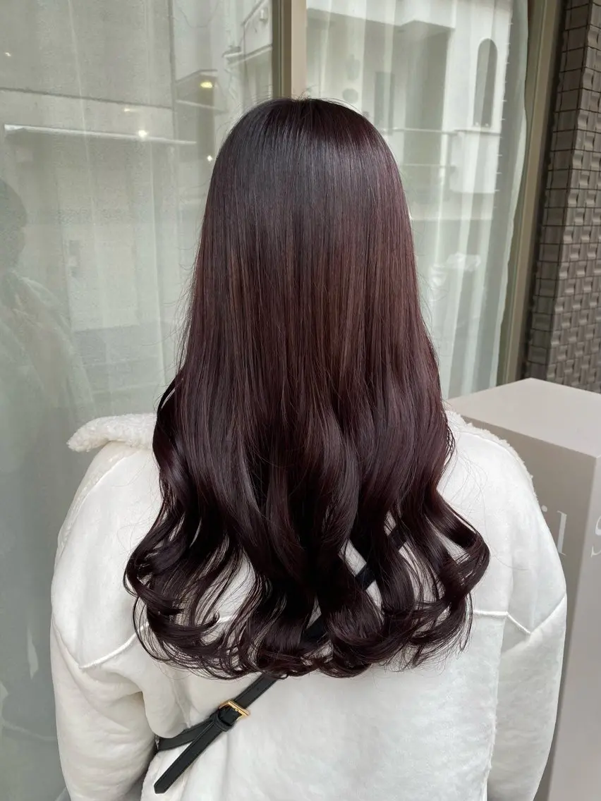 ロング カラー グレージュ ラベンダーカラー ラベンダーグレージュ ラベンダーグレー カット ヘアカラー トリートメント グレージュ/レイヤー /韓国ヘア/RISAのヘアスタイル