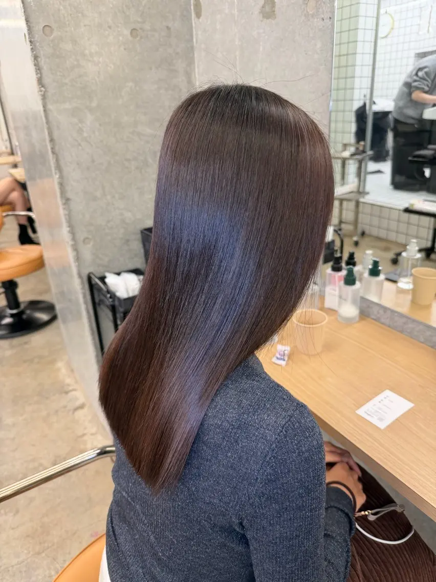 ロング 髪質改善 レイヤーカット 縮毛矯正 トリートメント 縮毛矯正 トリートメント 縮毛矯正×髪質改善× 艶髪カラー 吉原和磨のヘアスタイル