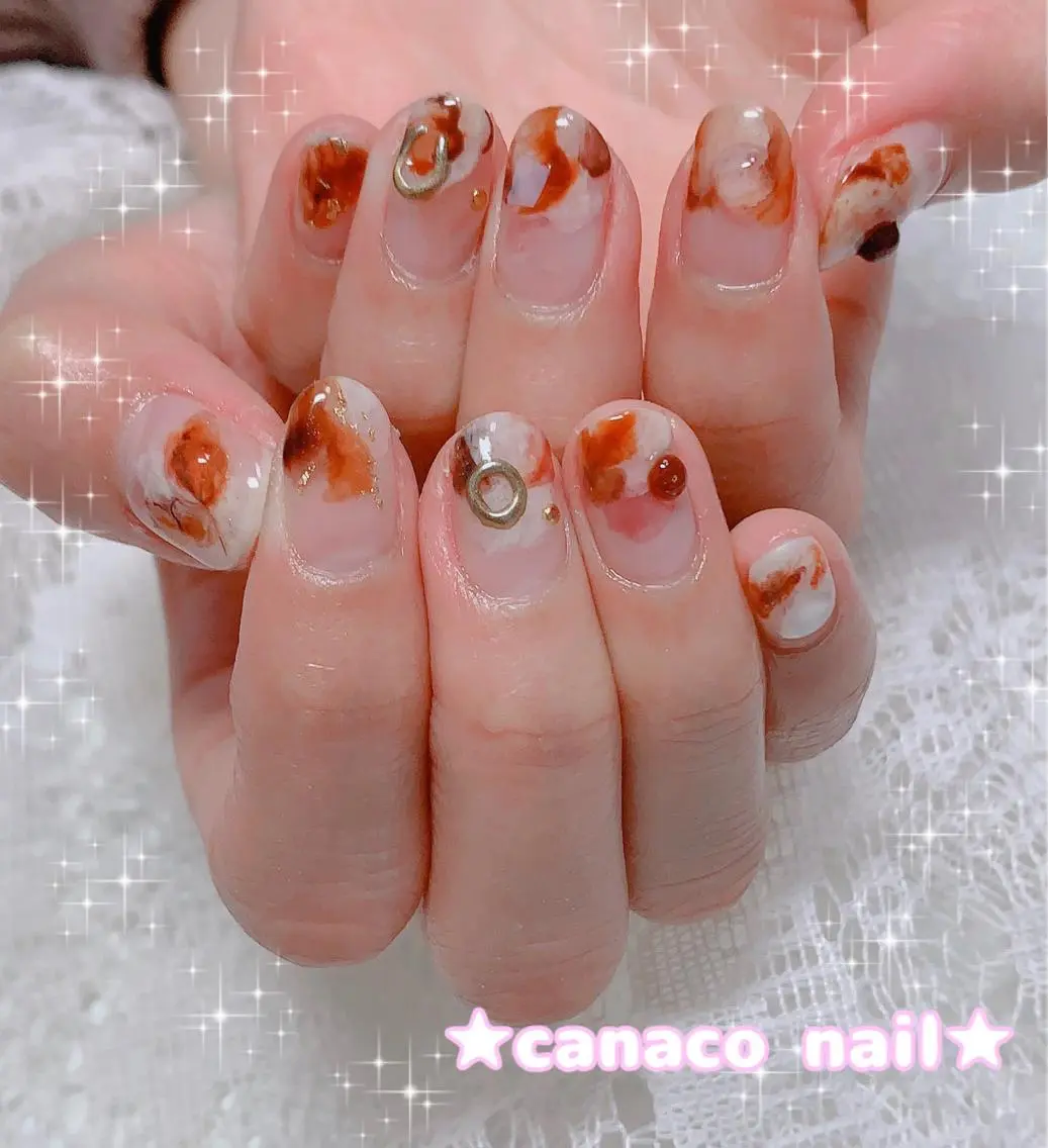 ネイル べっ甲ネイル ニュアンスネイル ハンドネイル ハンドケア ベテランネイル cnc  nailのネイルデザイン
