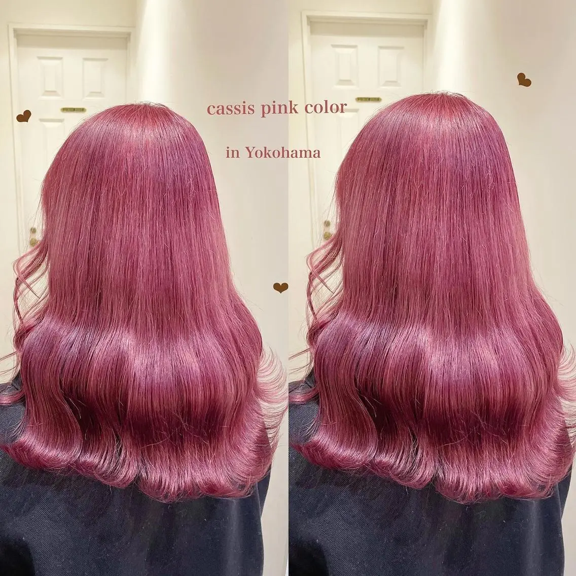 セミロング カラー ピンクカラー シールエクステ横浜 🐏☁️miminaのヘアスタイル