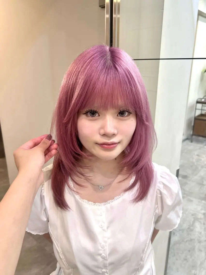 ミディアム カラー ハイトーンカラー レイヤーカット レイヤーカット♡ のぐちまおのヘアスタイル