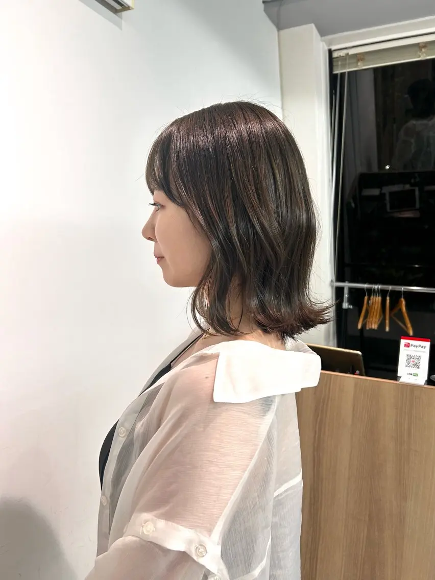 ミディアム 縮毛矯正 ヘアカラー 大村 咲羅のヘアスタイル