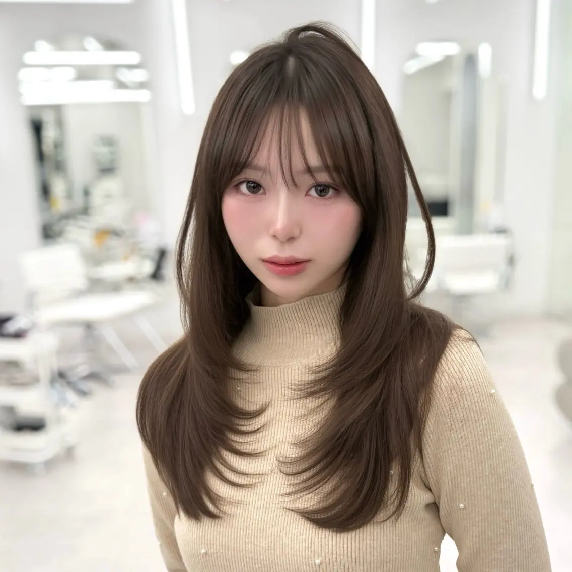 ロング カラー くびれヘア 髪質改善 韓国風ヘア レイヤーカット 似合わせカット カット ヘアカラー トリートメント 韓国ヘア🇰🇷× 髪質改善🫧テルのヘアスタイル