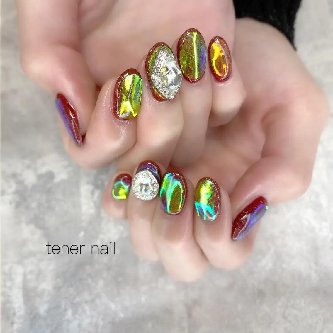 ネイル ボルドー 氷ネイル・うるうるネイル テネルネイル tener nailのネイルデザイン
