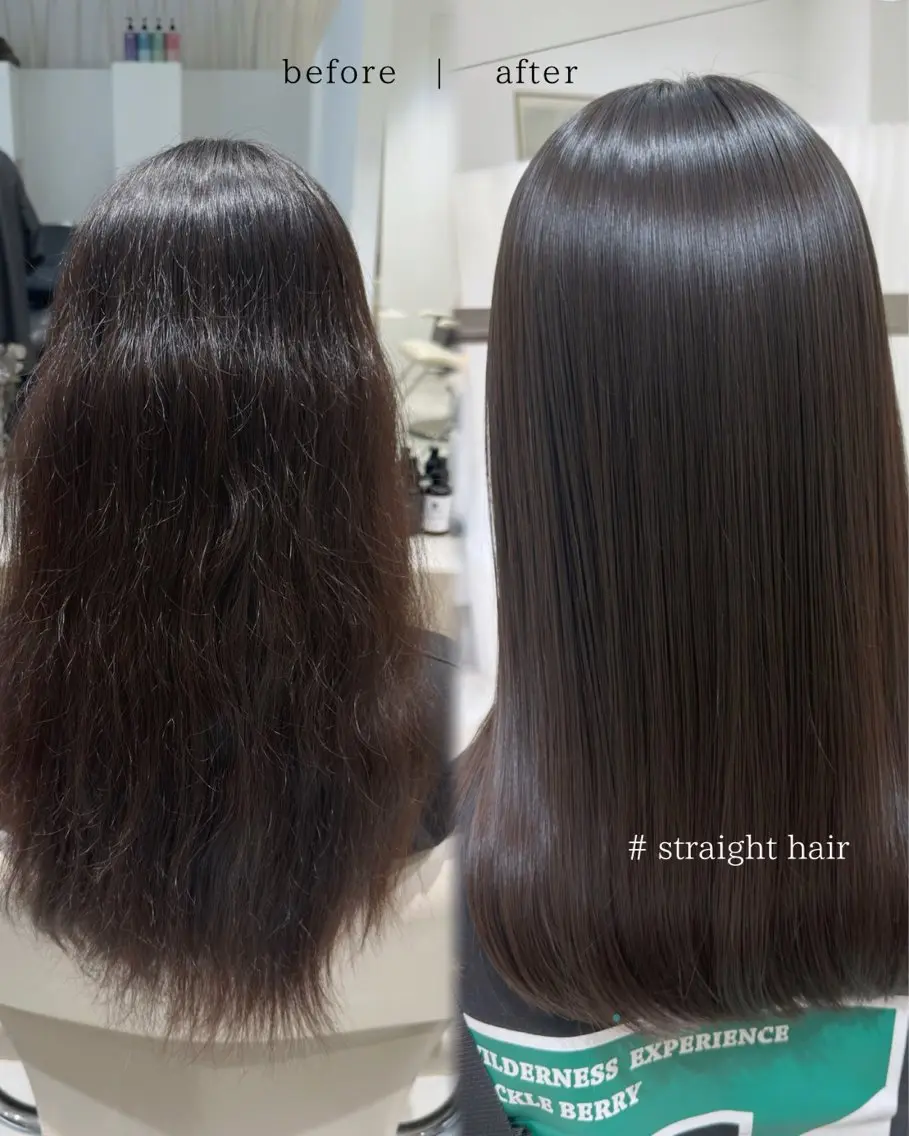 ロング カラー パーマ くせ毛 髪質改善 ロング 縮毛矯正 ストレートパーマ カット ヘアカラー 縮毛矯正 トリートメント ヘッドスパ ヘアセット レイヤーカット/縮毛 矯正/川添桃花のヘアスタイル