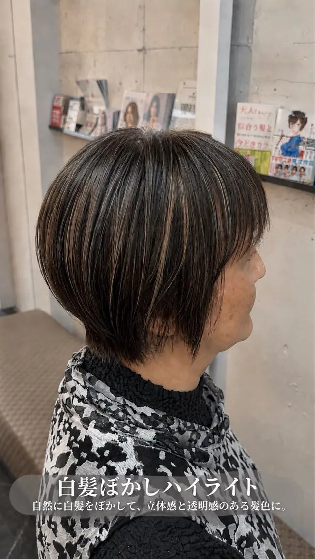 ショート カット ヘアカラー KEITO/髪質改善 ／白髪ぼかしカラーのヘアスタイル