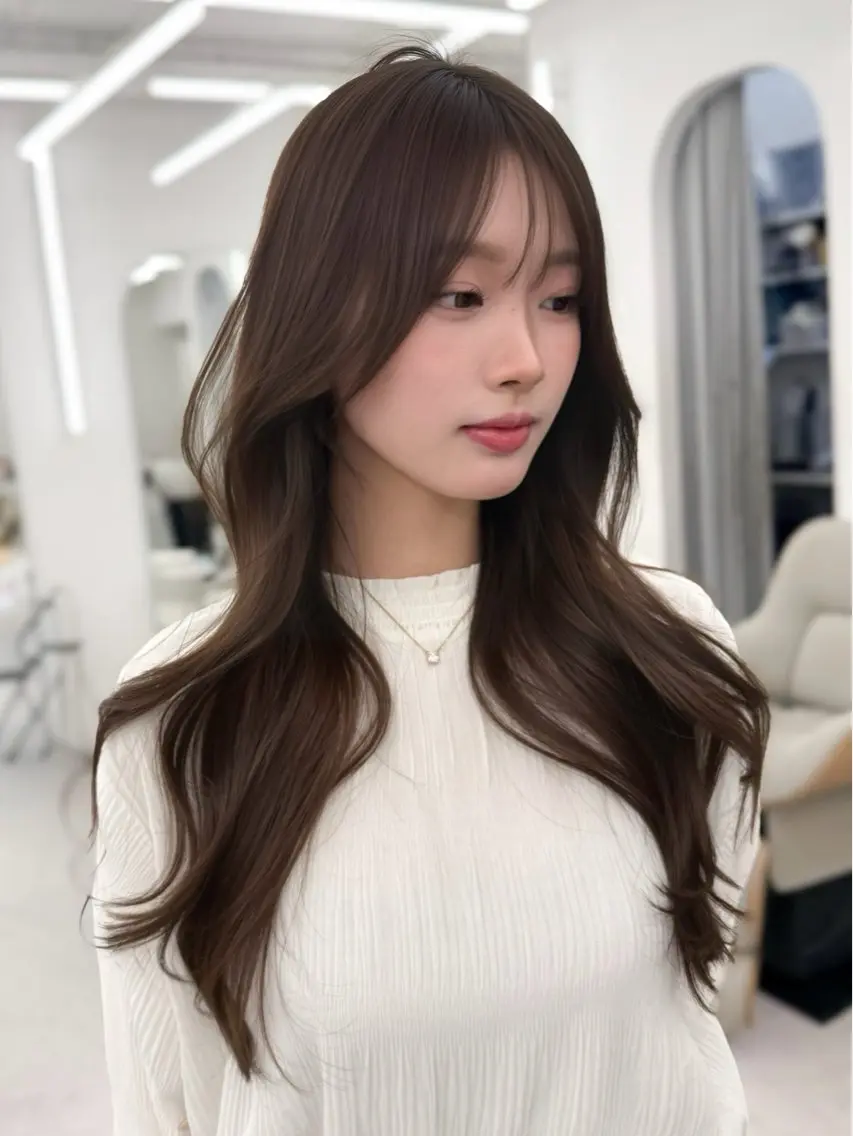 ロング カラー 透明感カラー 韓国風ヘア レイヤーカット 似合わせカット カット ヘアカラー トリートメント 韓国レイヤー× 顔まわり🕊️テルのヘアスタイル