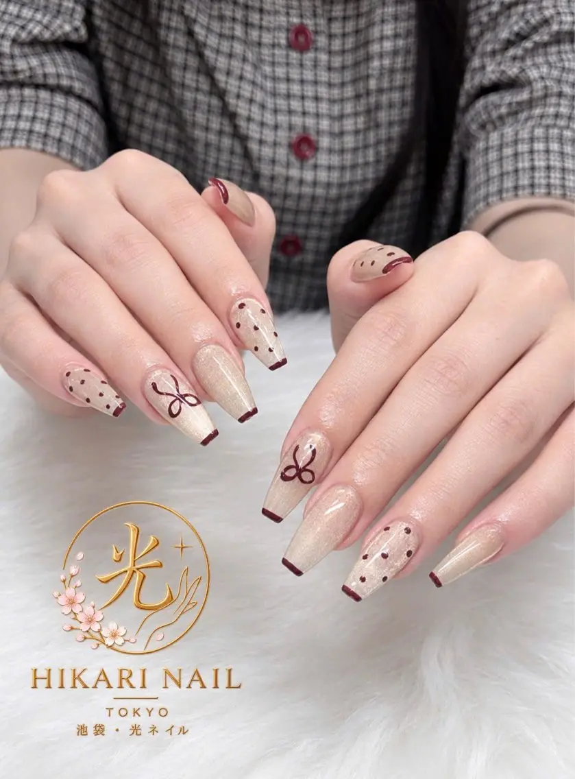 ネイル チークネイル 長さ出し フレンチネイル ガーリー ハロウィン ハンドネイル HikariNail Ikebukuroのネイルデザイン