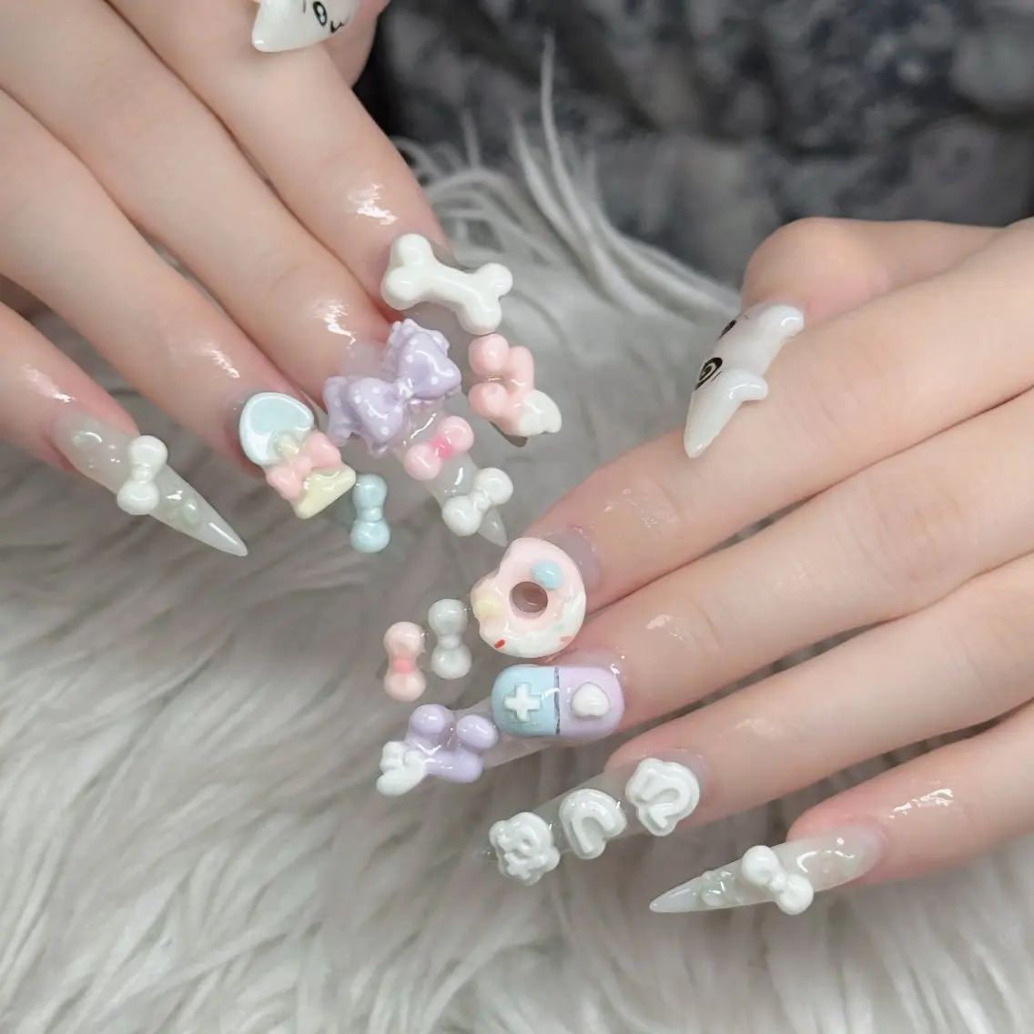 ネイル フットネイル フレンチネイル グラデーション 韓国ネイル ロングネイル ハンドネイル Hani Nail Salonのネイルデザイン