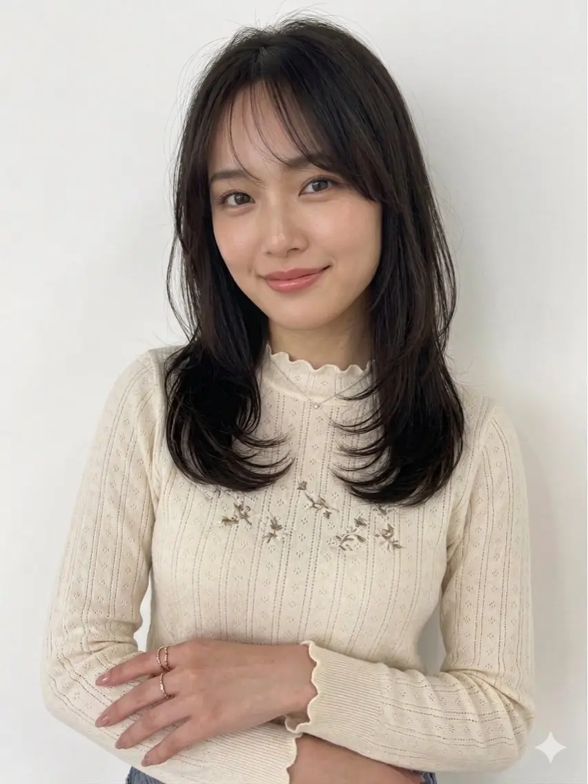 ミディアム 顔周りカット カット ヘアカラー トリートメント モテ髪🫧赤み消し カラー表参道きょうこのヘアスタイル