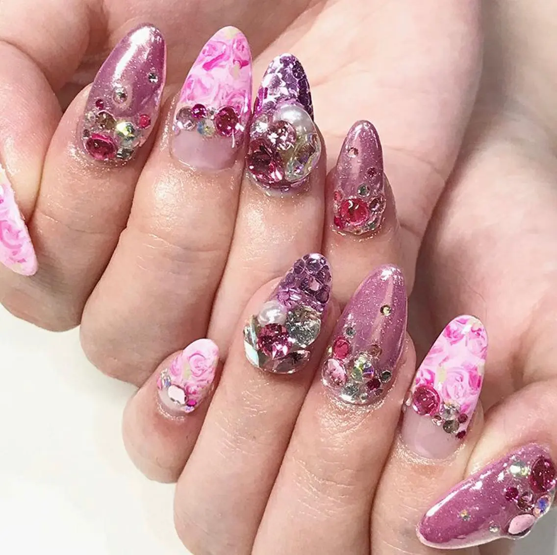 ネイル 渋谷／チップ長さ出し 👑アプレgel-xのネイルデザイン