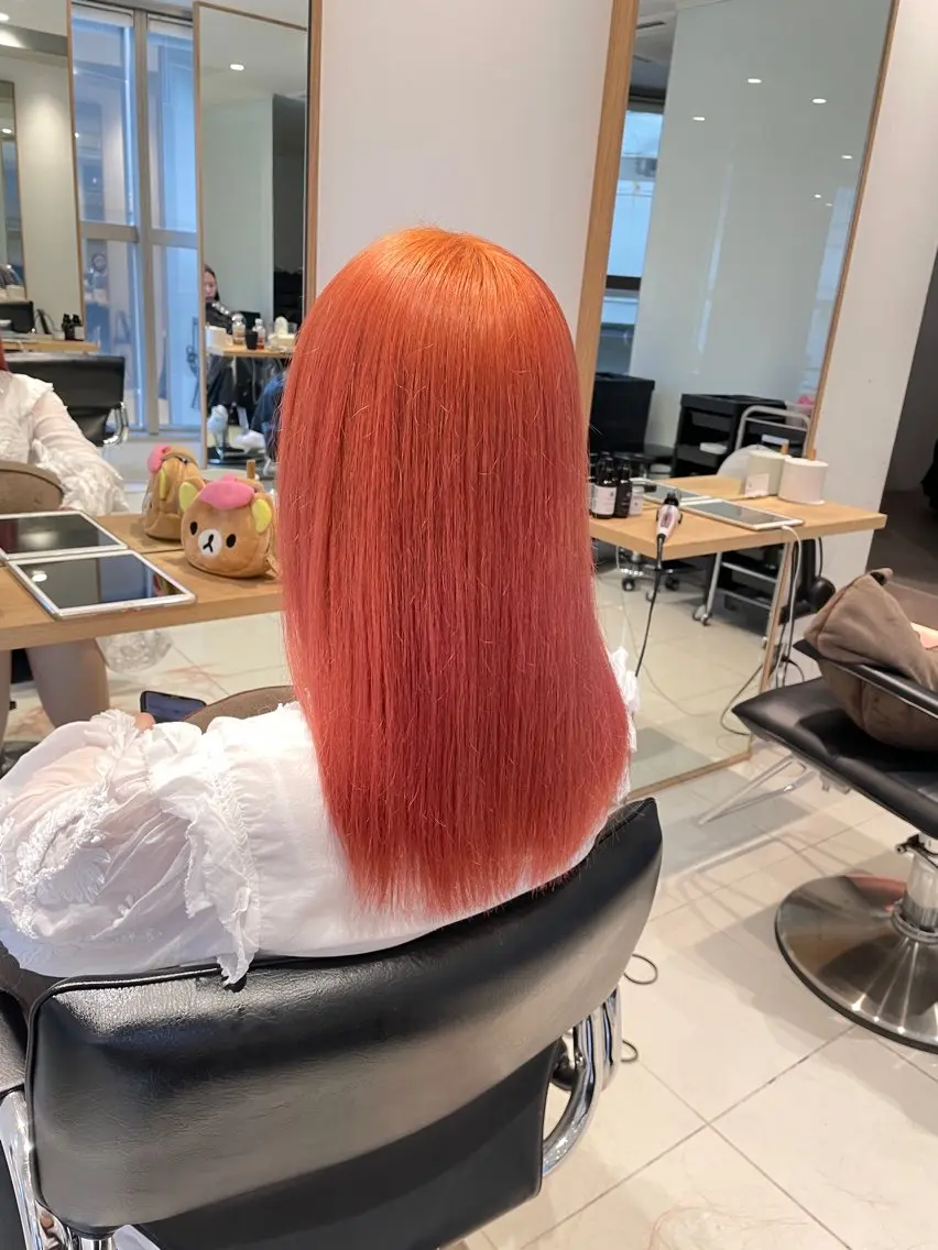ロング カラー ヘアアレンジ ピンクカラー ヘアカラー トリートメント ヘッドスパ ヘアセット 艶カラー✨縮毛矯正✨ 翁長孝輔のヘアスタイル