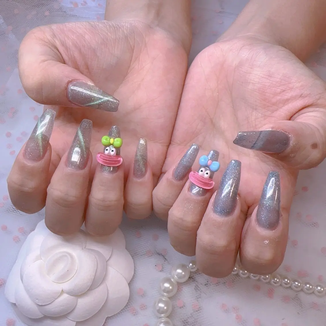 ネイル オーロラネイル 長さ出し フットネイル 韓国ネイル ラメ(グリッター) ハンドネイル Belle nail salon 新小岩のネイルデザイン